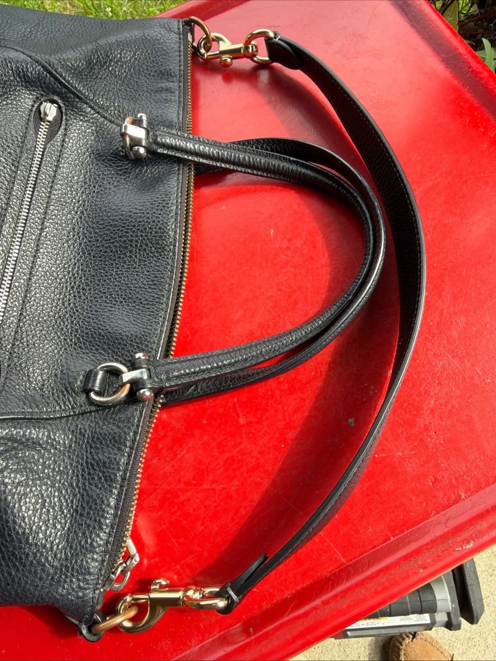 Coach Black Pebbled Leather Tote with Gold-Tone Logo
